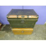 TWO VINTAGE TIN TRUNKS,