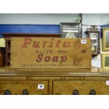 VINTAGE ADVERTISING CRATE - PURITAN OLIVE OIL SOAP BRISTOL