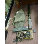 MILITARY FIELD RADIO FREQUENCY MAST, ANTENNA, TWO DRY BATTERIES,