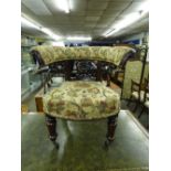 WILLIAM IV MAHOGANY UPHOLSTERED TUB BACK READING ARMCHAIR