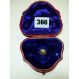 UNMARKED YELLOW METAL MOUNTED DIAMOND STUD IN PRESENTATION BOX