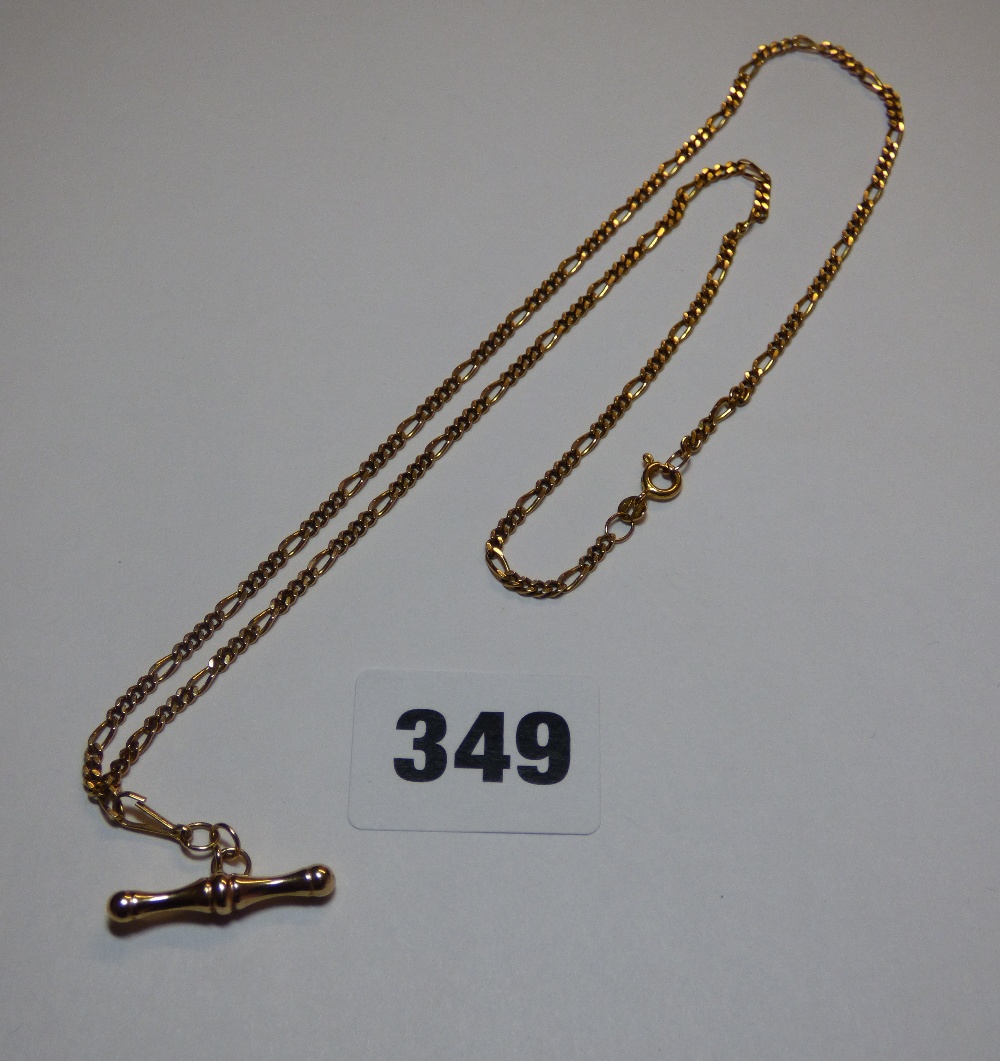 22INCH 9CT GOLD FLAT CURB CHAIN WITH T BAR 8.