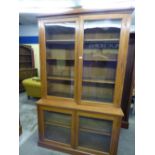 19TH CENTURY MAHOGANY SECTIONAL BOOKCASE WITH GLAZED DOORS 206CM X 125CM X 44CM