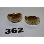 GENTLEMANS 9CT GOLD AND 14CT GOLD SIGNET RINGS SIZES Y AND Z RESPECTIVELY 7.