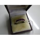 18CT WHITE GOLD RUBY AND DIAMOND RING SIZE S 3.