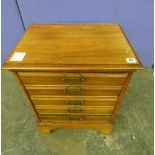 19TH CENTURY MAHOGANY FIVE DRAWER MANUSCRIPT CHEST HAVING BRASS HANDLES ON BRACKET FEET 61CM X 48CM