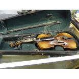 20TH CENTURY VIOLIN IN A EARLIER CASE A/F