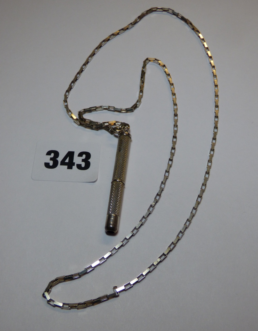 24 INCH SILVER BOX LINK CHAIN WITH SILVER TOOTHPICK