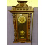 LATE 19TH CENTURY WALNUT VIENNA TYPE WALL CLOCK 77CM X 40CM X 19CM