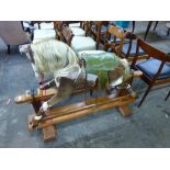 20TH CENTURY DAPPLED ROCKING HORSE WITH SADDLE A/F