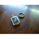 LADIES 9CT YELLOW GOLD DIAMOND AND SAPPHIRE RING, SIZE M (ON STONE DEFICIENT) 2.