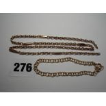 9CT ROSE GOLD BELCHER LINK CHAIN A/F AND A 9CT YELLOW GOLD DOUBLE LINK BRACELET 8.