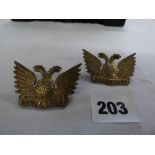 TWO HM BIRMINGHAM SILVER LANCASHIRE CONSTABULARY CAP BADGES CIRCA 1910