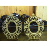 PAIR OF GILT METAL ACANTHUS OVAL FRAMES 22CM DIAMETER APPROX