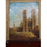 18TH CENTURY STYLE OIL ON CANVAS OF A CATHEDRAL UNFRAMED