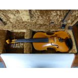 CASED HANDCRAFTED VIOLIN BY ROBERT LESLIE HALLIDAY 1990 NO 51 (A SOLIHULL MAKER)