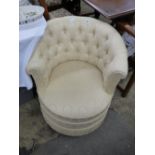 BUTTON BACK BROCADE TUB BEDROOM CHAIR