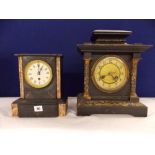 VICTORIAN BELGIAN SLATE MANTEL CLOCK AND ONE OTHER