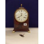 REPRODUCTION 20TH C MAHOGANY CASED COMITTI OF LONDON REGENCY STYLE LANCET MANTEL CLOCK