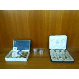 CASED SET OF SIX SILVER MAPPIN AND WEBB TEASPOONS AND 2 BIRMINGHAM SILVER NAPKIN RINGS AND 1 OTHER