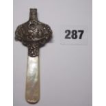 HM BIRMINGHAM SILVER BABY'S RATTLE/CHILDRENS WHISTLE WITH INSCRIPTION READING: HEY DIDDLE DIDDLE'