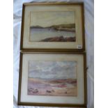 TWO WATERCOLOURS ON PAPER OF LANDSCAPES, SIGNED R.