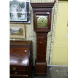 THOMAS CARTER OF CRICKLADE BRASS FACED COTTAGE LONGCASE CLOCK IN OAK CASE,