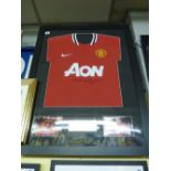 FOOTBALL MEMORABILIA WAYNE ROONEY MANCHESTER UNITED AUTOGRAPHED SHIRT PRESSED IN FRAME WITH