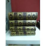RURAL ENCYCLOPEDIA 4 VOLUMES HALF CALF  LEATHER BOUND WITH GILDED TITLES CLOTH BOARDS MARBLED END