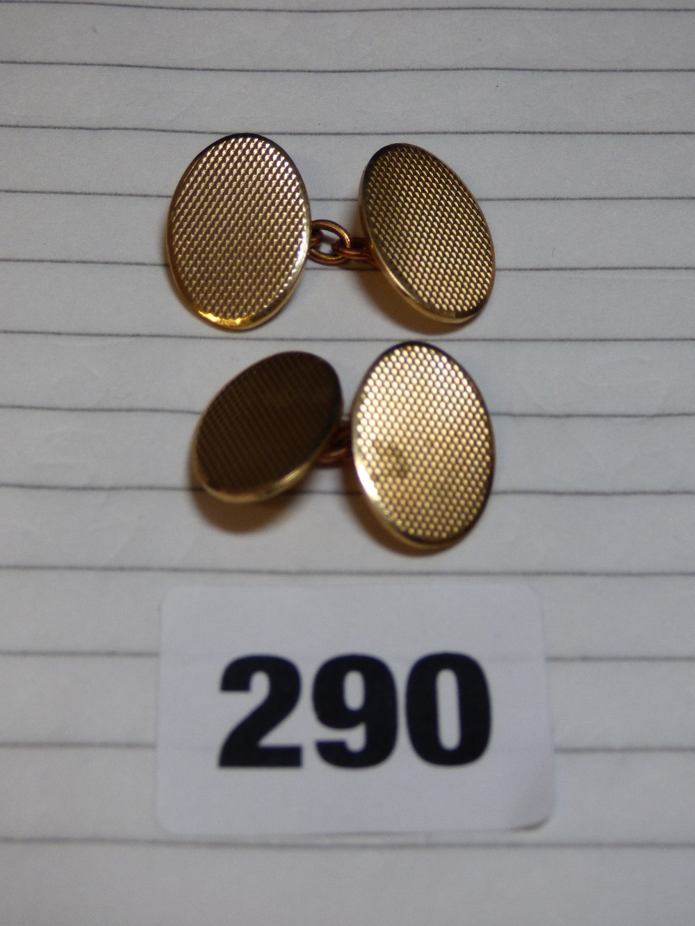 PAIR OF 9CT GOLD OVAL CUFFLINKS 10.