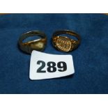 2 9CT GOLD SIGNET RINGS 10.