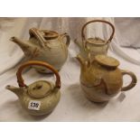 OATHLAW POTTERY SCOTTISH JAPANESE  INSPIRED TEAPOT WITH BAMBOO HANDLE, A LARGER EXAMPLE,