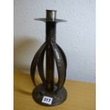 ARTS & CRAFT ARTHUR JOHN SEWARD METALWARE SINGLE CANDLESTICK 29CM HIGH APPROX