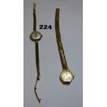 LADIES ROTARY WRIST WATCH ON 9CT GOLD STRAP AND GOLD CASED WATCH ON STRAP A/F