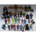 SELECTION OF PLASTIC DC/MARVEL COMIC ACTION FIGURES PLAYWORN