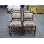 SET OF FOUR YEW BOBBIN REEL TURNED CHAIRS WITH DROP IN SEATS