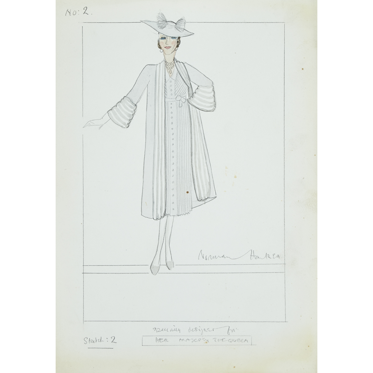 SIR NORMAN BISHOP HARTNELL (1901-1979), BRITISH  DESIGNER FOR THE LADIES OF THE ROYAL FAMILY : - Image 3 of 5