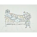 PETER MAX (1937- ), GERMAN/AMERICAN  LADY ON COUCH I, 1973    Colour lithograph; signed and numbered