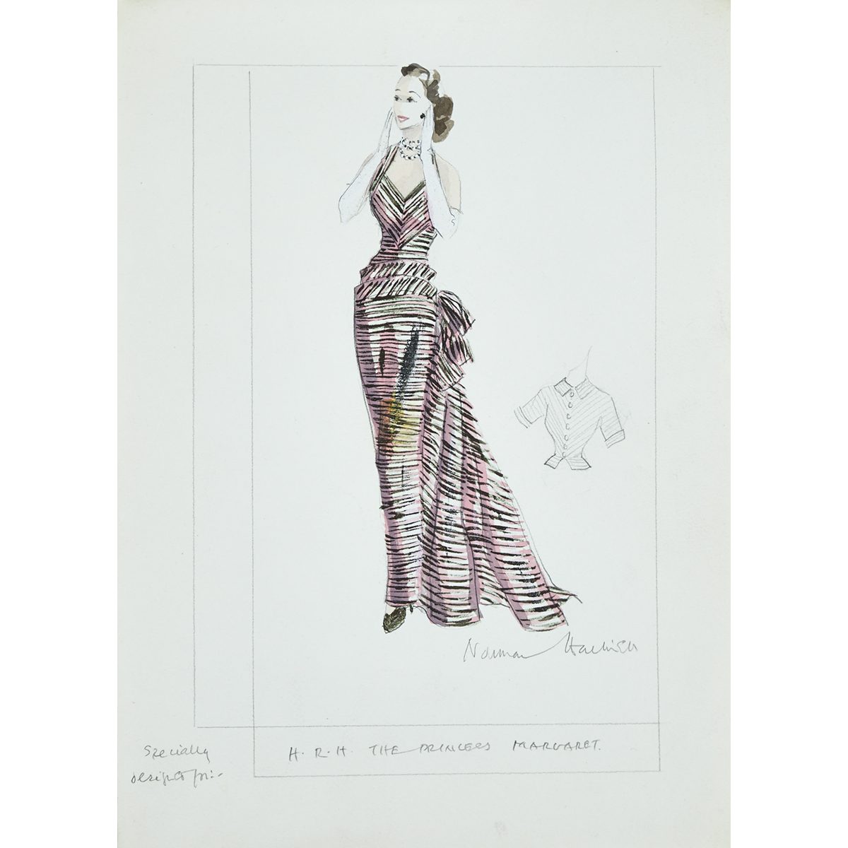 SIR NORMAN BISHOP HARTNELL (1901-1979), BRITISH  DESIGNER FOR THE LADIES OF THE ROYAL FAMILY : - Image 4 of 5