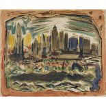 AFTER JOHN MARIN (1870-1953), AMERICAN  MANHATTAN SKYLINE, CIRCA 1949    Colour screen print; signed