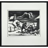 THOMAS HART BENTON (1889-1975), AMERICAN  THE WOODPILE, 1939 [FATH, 31]    Lithograph on Rives