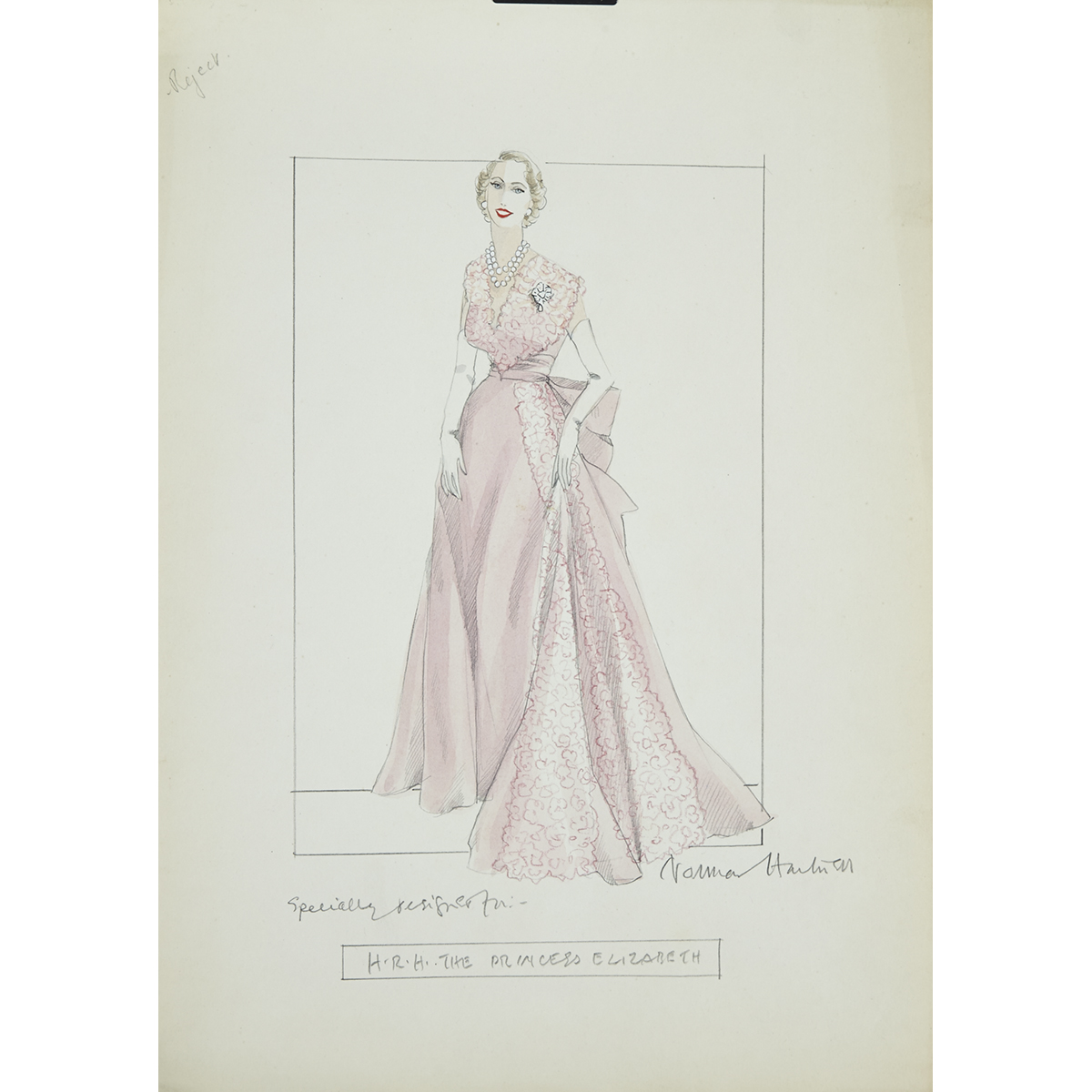 SIR NORMAN BISHOP HARTNELL (1901-1979), BRITISH  DESIGNER FOR THE LADIES OF THE ROYAL FAMILY :