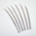 X-MEN, 2000 six prototype machined, patterned aluminum blades for character â€˜Wolverineâ€™ played