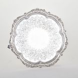 VICTORIAN SILVER CIRCULAR SALVER, RICHARD MARTIN & EBENEZER HALL, SHEFFIELD, 1868 with shaped and