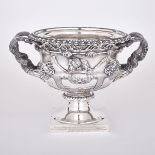 ENGLISH SILVER ‘WARWICK’ VASE, EDWARD BARNARD & SONS, LONDON, 1911 with entwined vine handles,