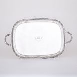 GEORGE III SILVER SERVING TRAY, WILLIAM BRUCE, LONDON, 1812 of oblong shape with moulded gadroon