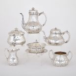 ASSEMBLED VICTORIAN SILVER TEA AND COFFEE SERVICE, ROBERT GARRARD, JOHN S. HUNT AND EDWARD & JOHN