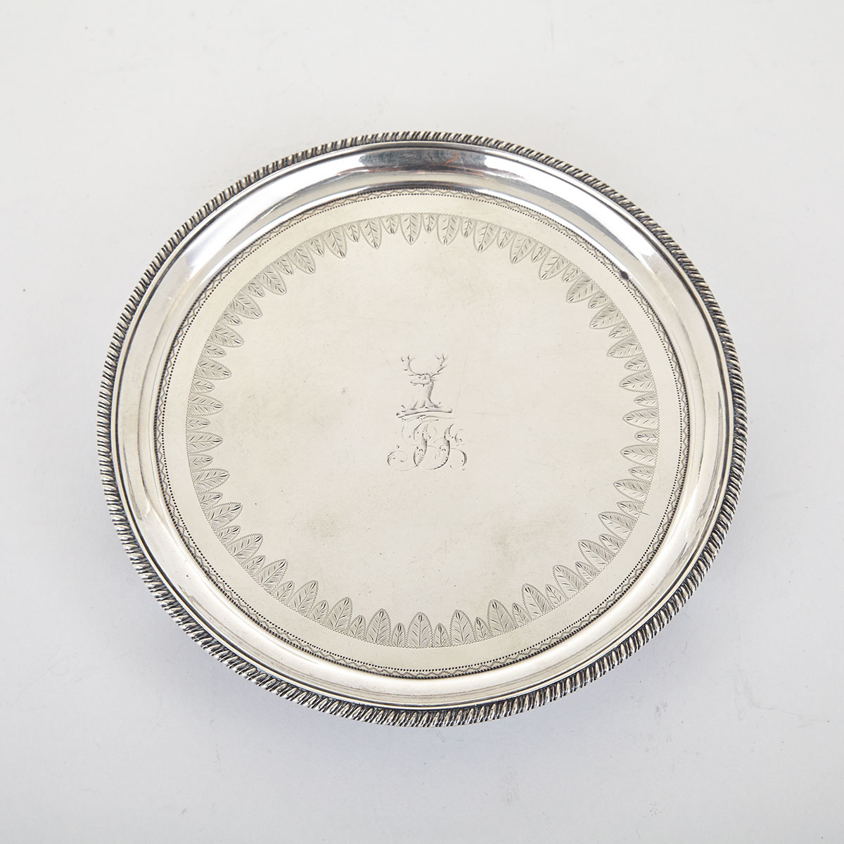 GEORGE III SILVER SMALL CIRCULAR SALVER, PETER & WILLIAM BATEMAN, LONDON, 1808 with moulded fine