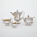 GEORGE III SILVER COFFEE AND TEA SERVICE, PETER & WILLIAM BATEMAN, LONDON, 1808 the partly wrythen