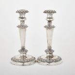 PAIR OF GEORGE IV SILVER TABLE CANDLESTICKS, WATERHOUSE, HODSON & CO., SHEFFIELD, 1823 moulded